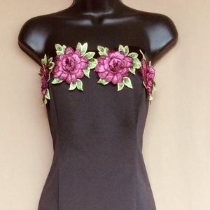 Beautiful black dress with purple flower design